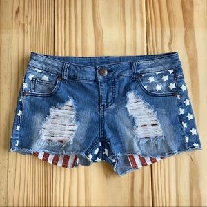 American Flag Jean Shorts